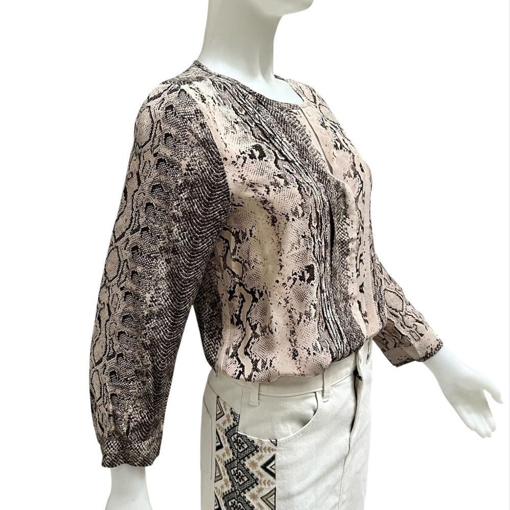 GOIE Snake Print Women's Button Down Silk Blouse Office Old Money Quiet Luxury